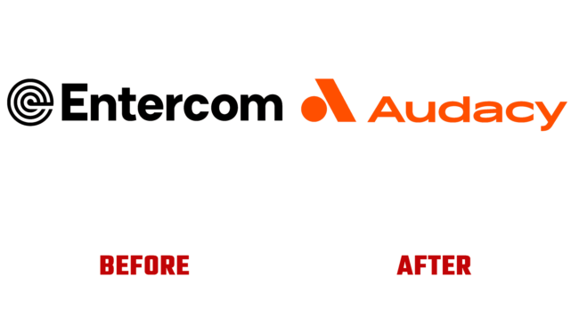 Entercom und Audacy Vorher und Nachher Logo (Geschichte)