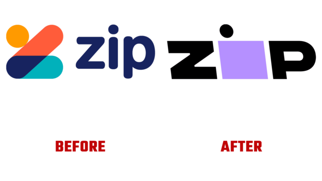 Zip Vorher und Nachher Logo (Geschichte)