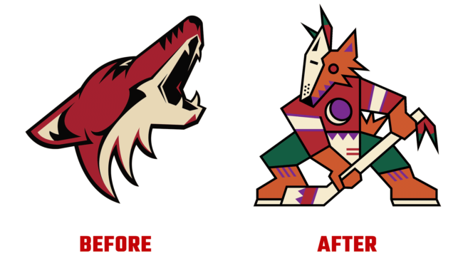 Arizona Coyotes Vorher und Nachher Logo (Geschichte)