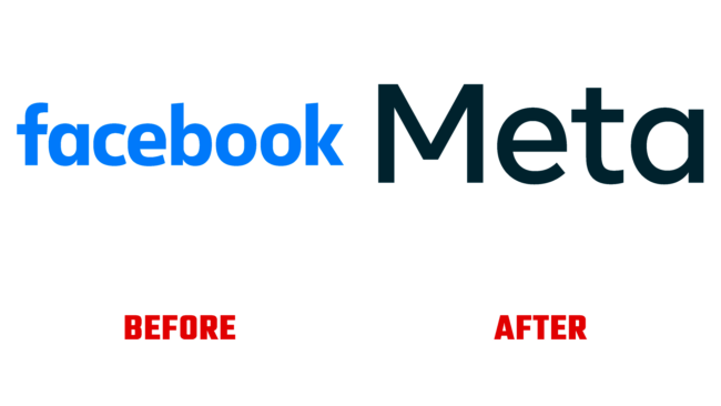 Meta (facebook) wortmarke Vorher und Nachher Logo (Geschichte)