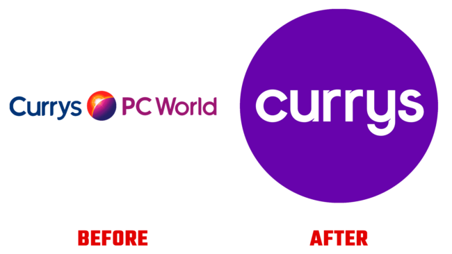 Currys Vorher und Nachher Logo (Geschichte)