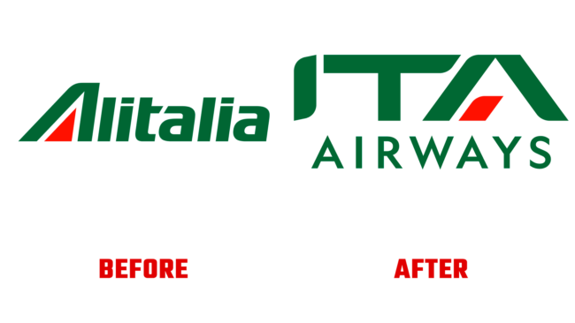 ITA Airways Vorher und Nachher Logo (Geschichte) Logo