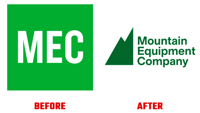 Mountain Equipment Company (MEC) Vorher und Nachher Logo