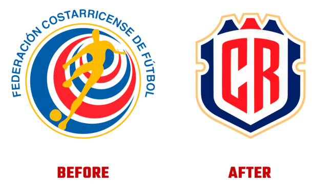 Federación Costarricense de Fútbol (FCRF) Vorher und Nachher Logo (Geschichte)