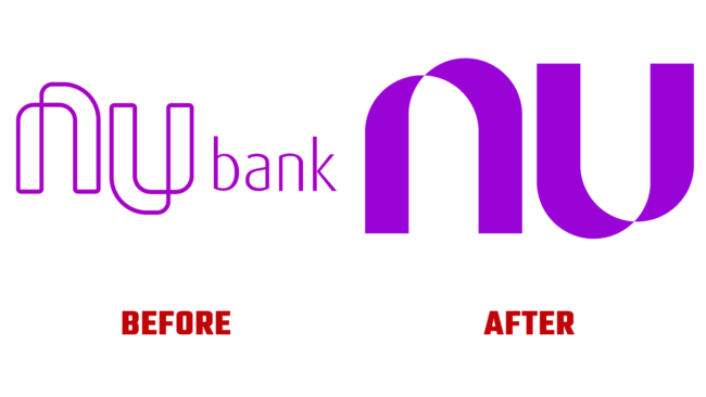 Nubank Vorher und Nachher Logo (Geschichte)