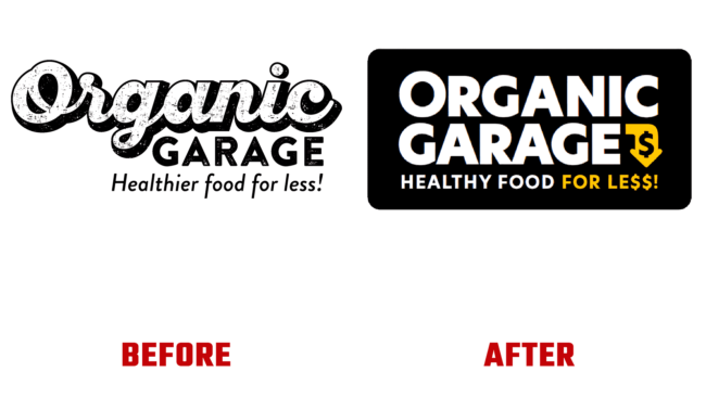 Organic Garage Vorher und Nachher Logo (Geschichte)