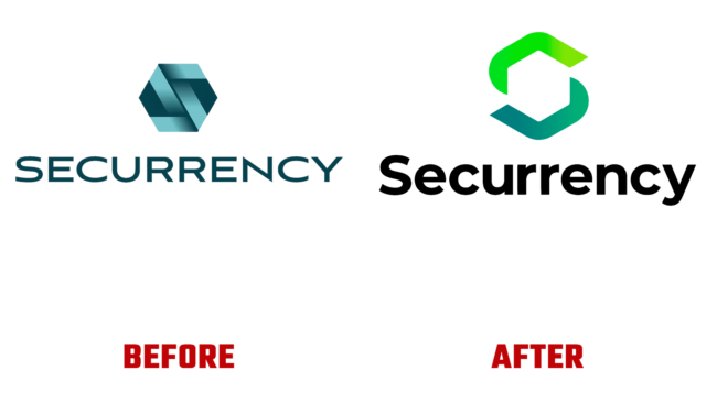 Securrency Vorher und Nachher Logo (Geschichte)