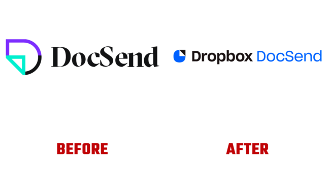 Dropbox DocSend Vorher und Nachher Logo (Geschichte)