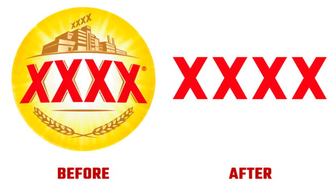 XXXX Vorher und Nachher Logo (Geschichte)