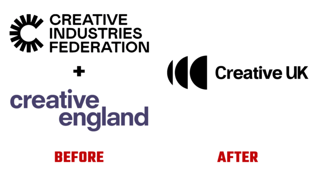 Creative UK Vorher und Nachher Logo (Geschichte)