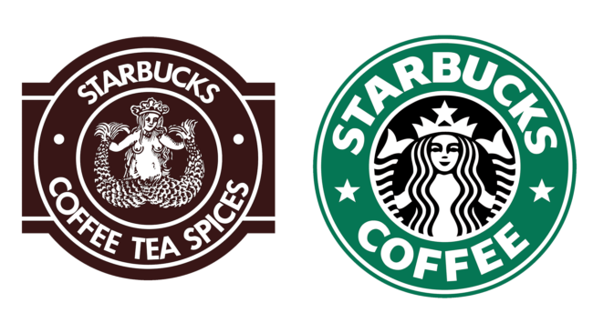 Starbucks Firmenlogos damals und heute