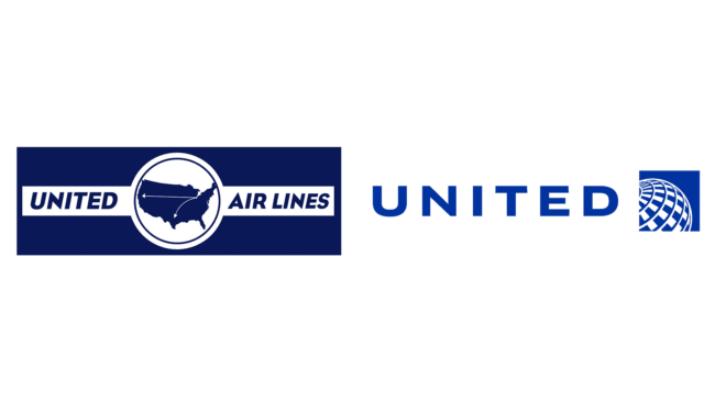 United Airlines Firmenlogos damals und heute