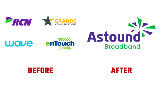 Astound Vorher und Nachher Logo (Geschichte)