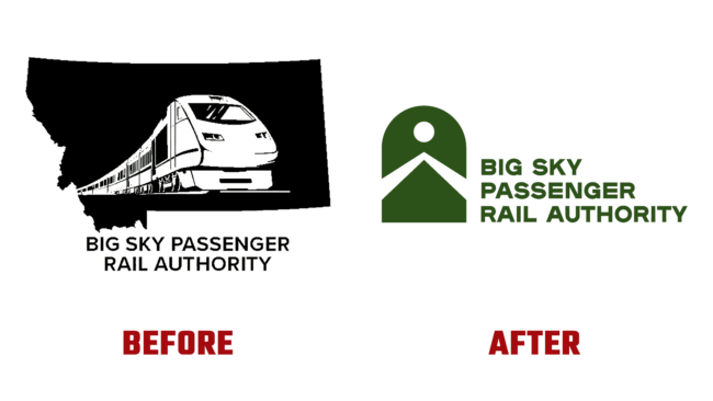 Big Sky Passenger Rail Authority Vorher und Nachher Logo (Geschichte)