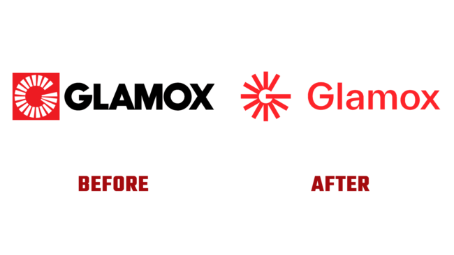 Glamox Vorher und Nachher Logo (Geschichte)