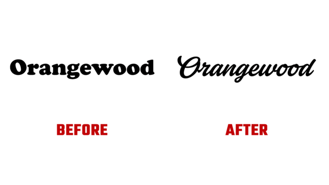 Orangewood Vorher und Nachher Logo (Geschichte)