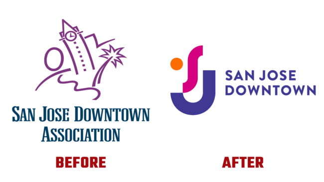 San Jose Downtown Association Vorher und Nachher Logo (Geschichte)