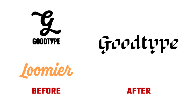 Goodtype Vorher und Nachher Logo (Geschichte)